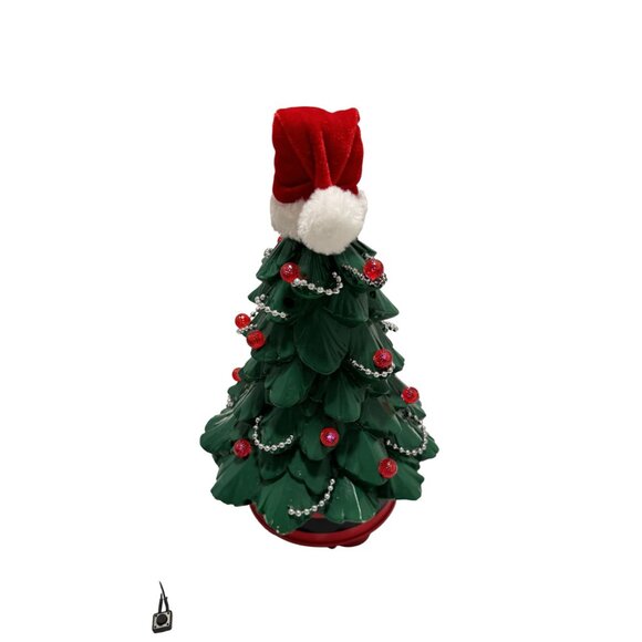 Vintage Animated Singing Christmas Tree Faces Lights Up Rotates Sings 12" Tall - Picture 6 of 8